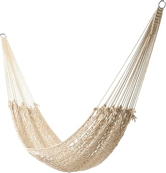 Original Pawleys Island Large Original Cotton Low Country Sling Rope Hammock with Free Extension Chains & Tree Hooks, Handcrafted in The USA, Accommodates 2 People, 450 LB Weight Capacity