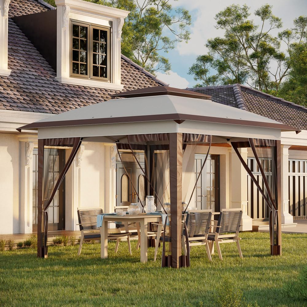 Pop Up Canopy Tent with Netting and Carry Bag 137 Sq Ft Shade for Outdoor Events, Garden, Patio, Adjustable Height