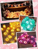 Vista 6 de Cadena de luces de rosas, 20 LED, luces de rosas azules románticas que funcionan con pilas, 3 m de guirnalda de flores artificiales LED