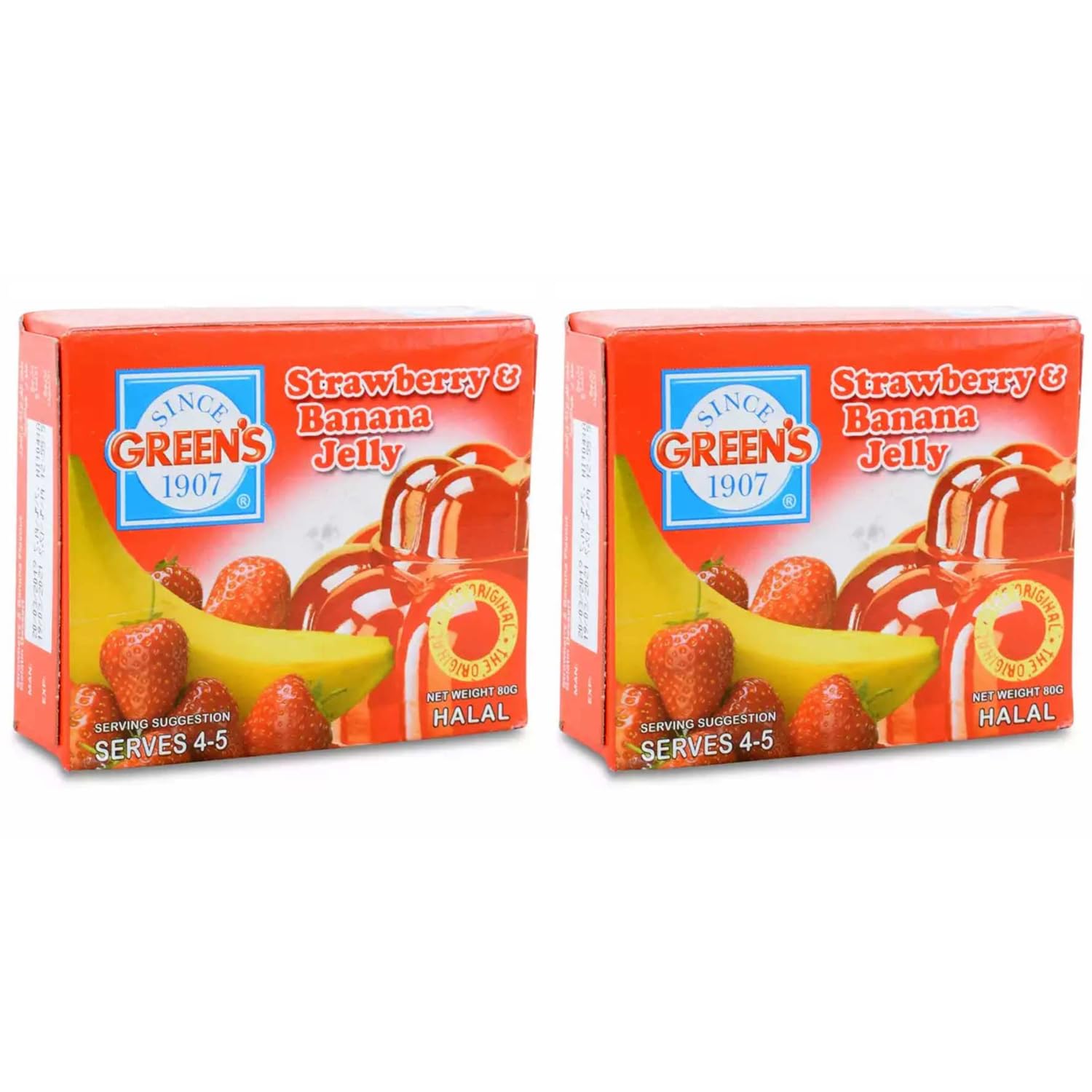 Green's Strawberry & Banana Jelly (Pack Of 2) 80g Each Imported