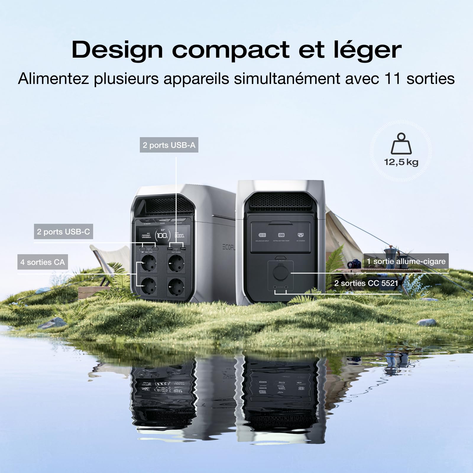 Station électrique portable EF EcoFlow DELTA 3 Plus,1024 Wh de capacité, batterie LFP, charge en 56 min, seuls quelques petits défauts dans l'emballage, le produit n'a pas été utilisé (Reconditionné) | Batterie LFP, Charge 56 min, seuls quelques petits dé