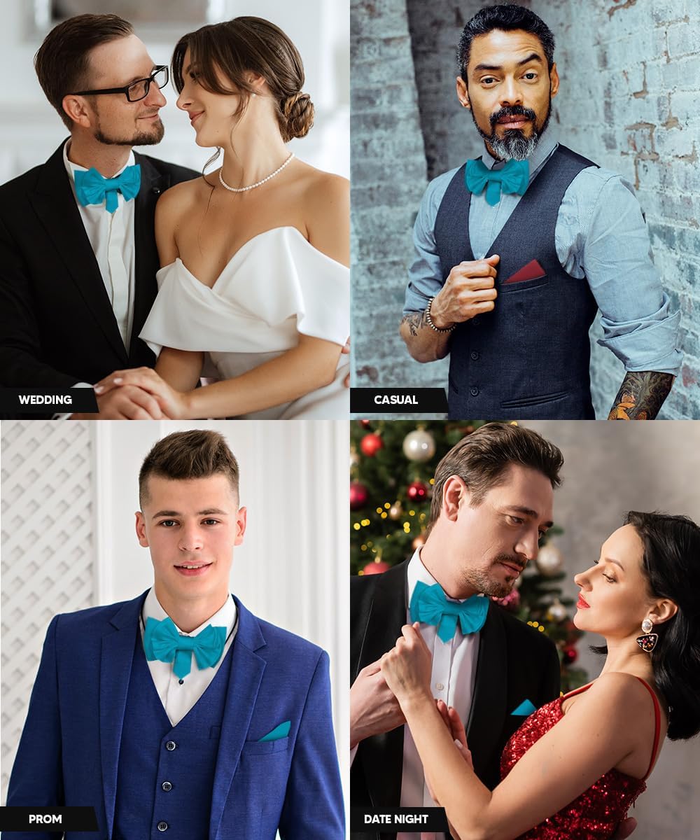 XL Solid Bow Tie & Pocket Square Set