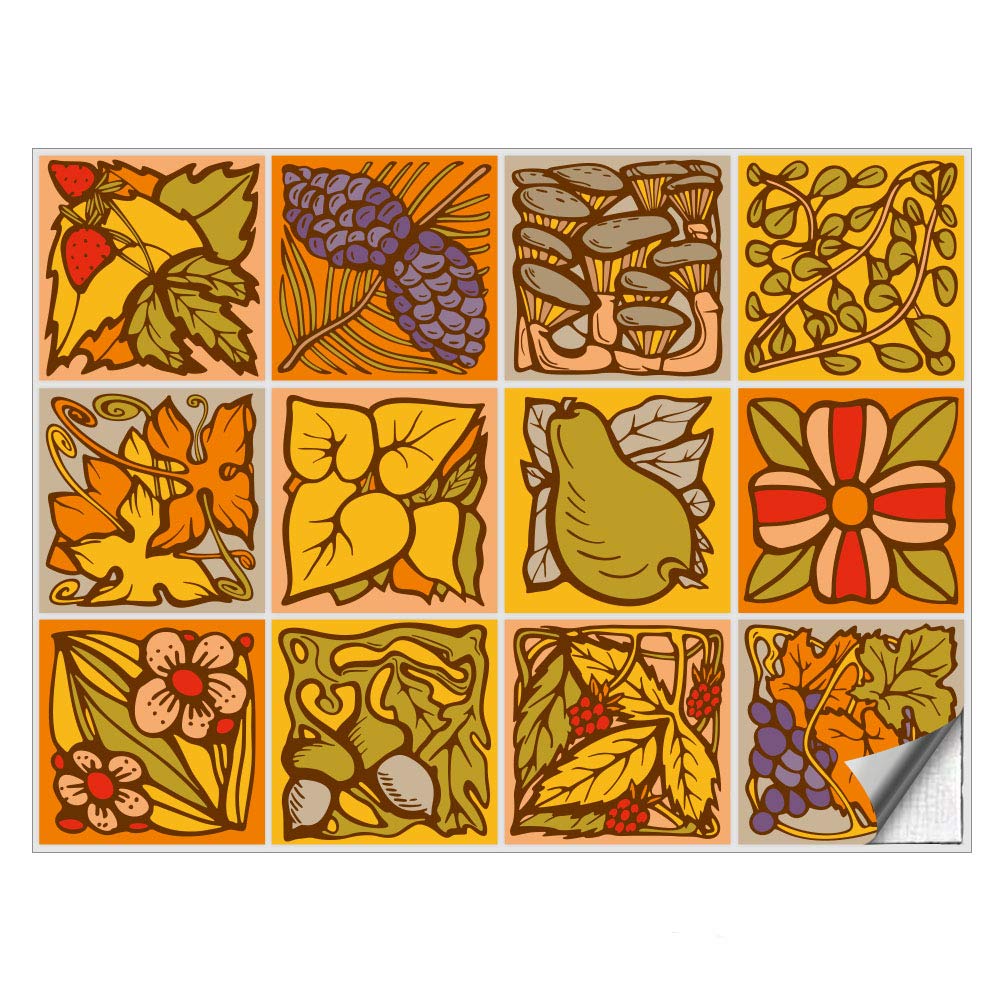Kiwistar 25 Adesivi Per Piastrelle, Rosso Scuro Lucido, 10x10 Cm, Pellicola Autoadesiva Impermeabile Per Cucina E Bagno