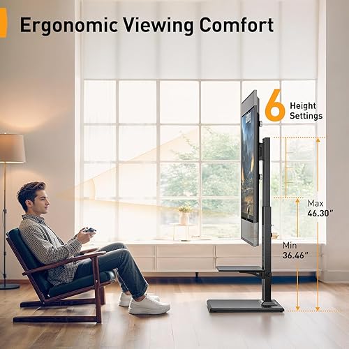 Miniatura 3 de Perlegear Soporte de TV de suelo con soporte para televisores de 32 a 86 pulgadas de hasta 132 libras, soporte de TV alto con tablero de clavijas y