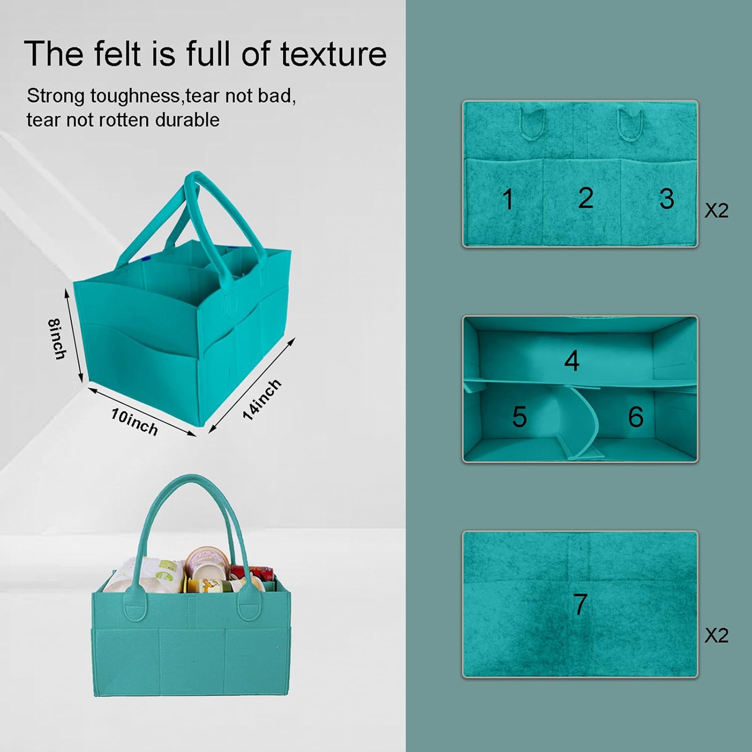 Baby Diaper Caddy is a versatile baby basket designed for nursery storage, car organization, and as a thoughtful gift for baby showers. Perfect for storing diapers and baby wipes. (Turquoise)