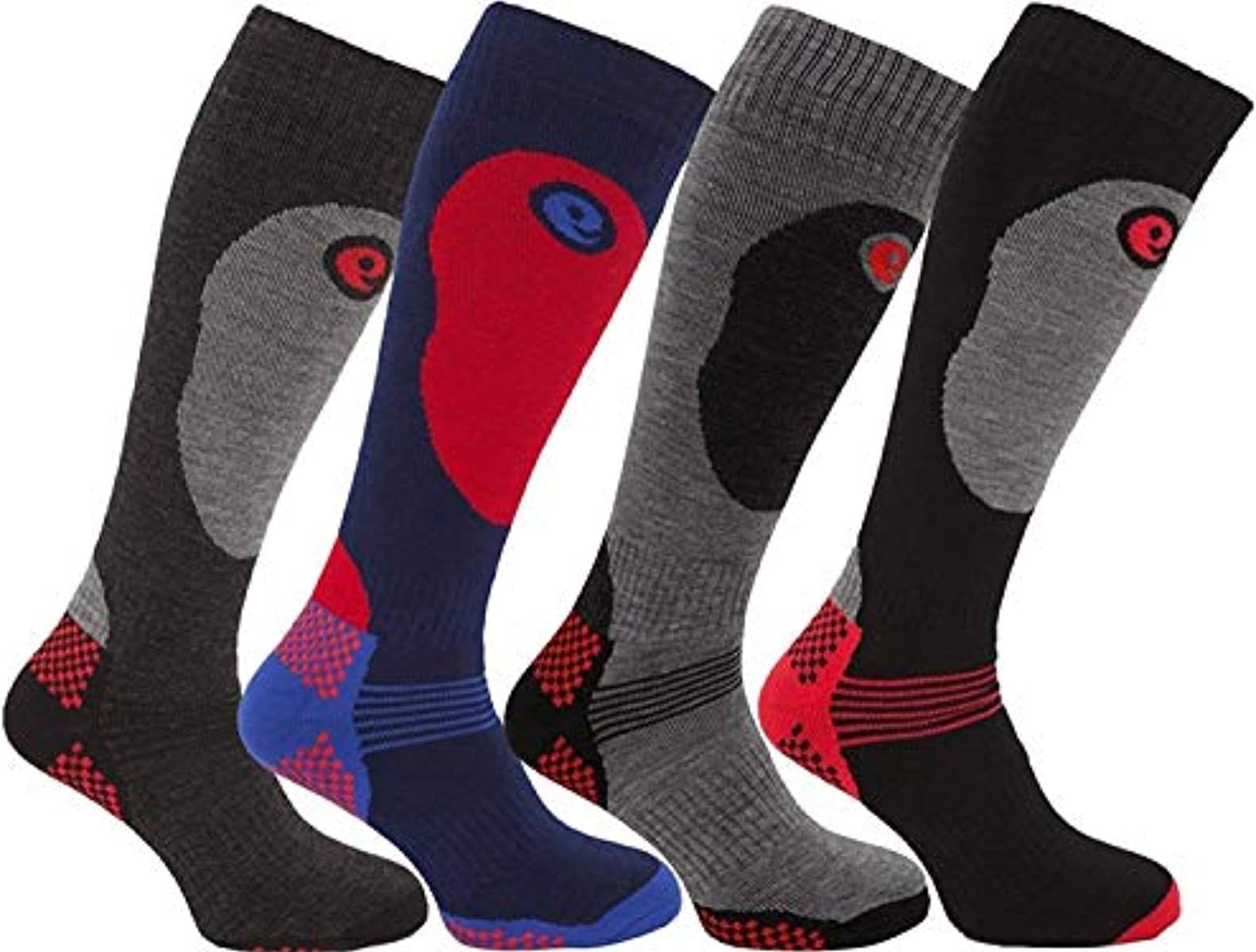 3 Pairs Men High Performance Thermal Snow Ski Socks Hiking Long 2.0 TOG Multi 6-11 Eur 39-45 (3 Pairs Thermal Ski)