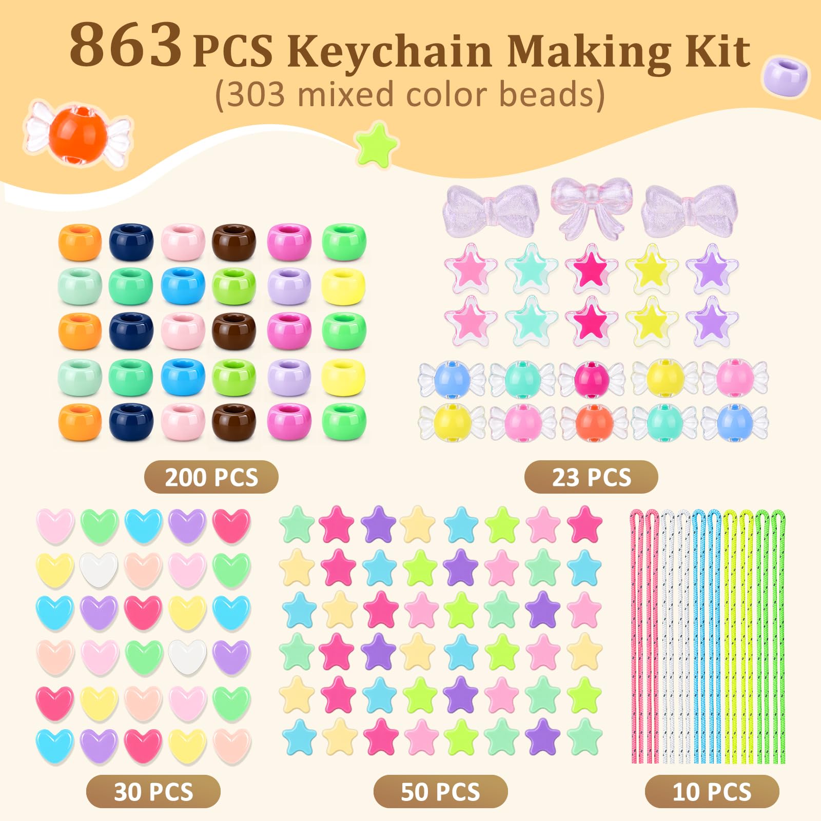 Juego de 863 piezas para hacer llaveros, juego de manualidades con cuentas