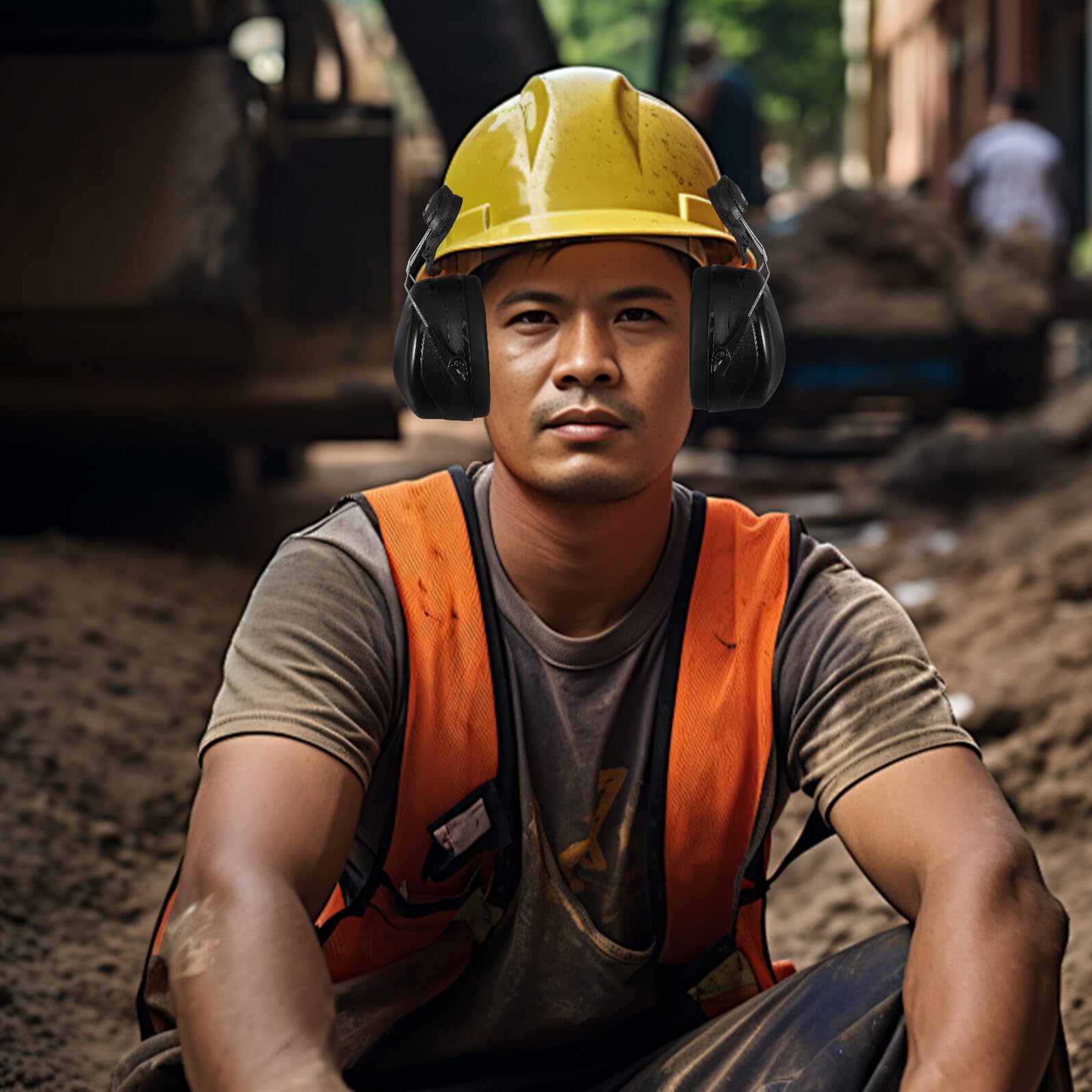 Mikinona Protector Auditivo Casco Seguridad Industrial con Orejeras Antiruido Ajustables Diseño Ligero Abs para Adultos y Aislamiento Acústico Duradero para Construcción y Fábrica