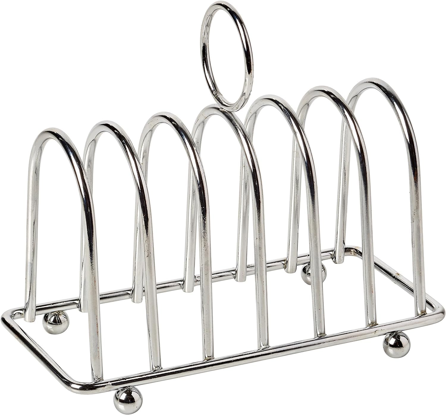 Nobel Chrome Toast Bread Rack, 6 Bread Slices Slot, Toast Cooling Holder (Chrome Round Top)