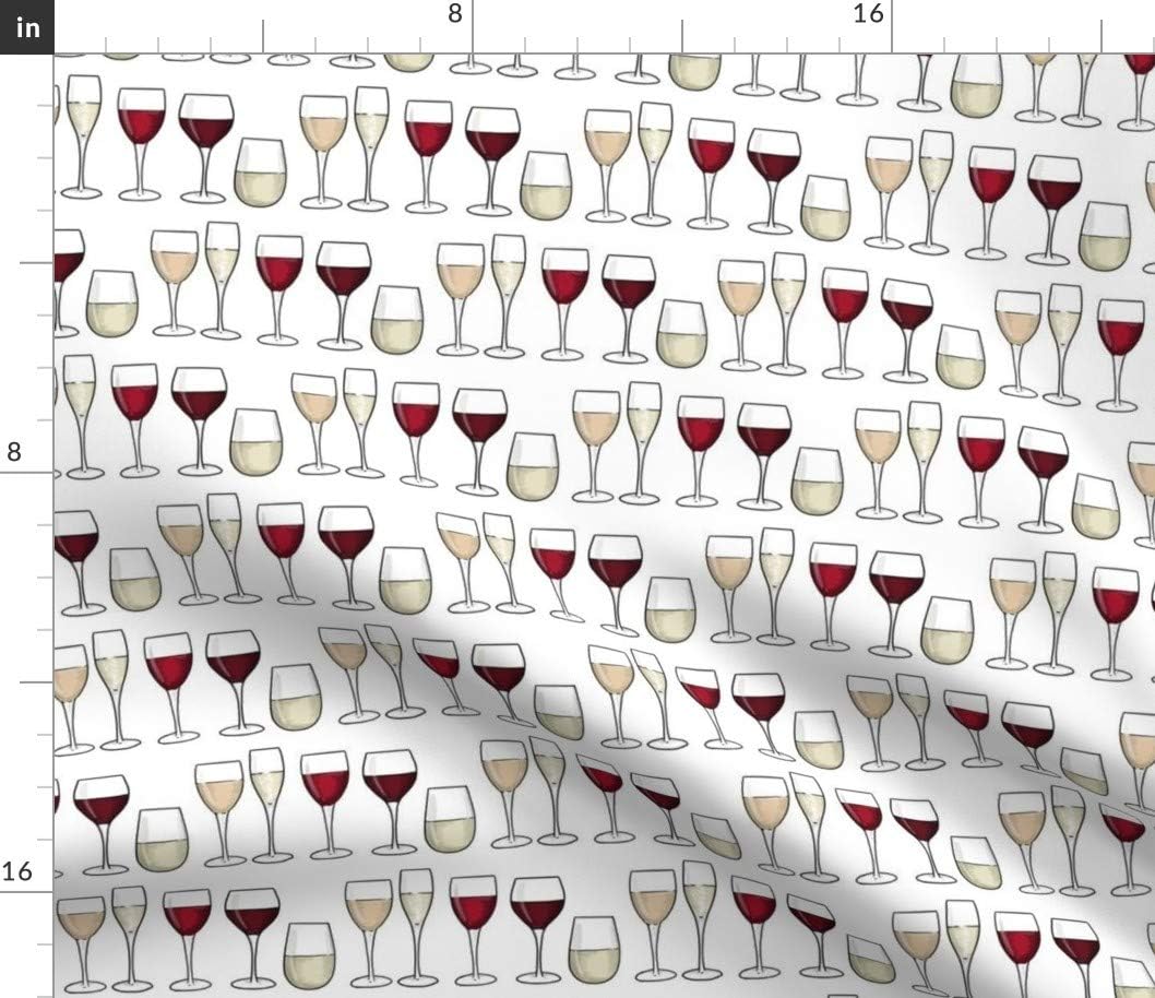 Spoonflower Fabric - White Wine Glass Bar Kitchen Champagne Flute Bubbly Alcohol White Printed on Petal Signature Cotton Fabric by The Yard - Sewing Quilting Apparel Crafts Decor