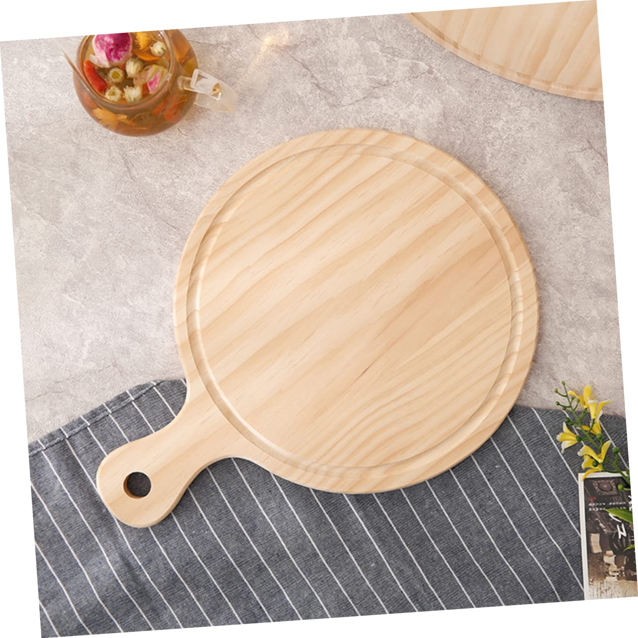 VINTORKY 10 Wooden Pizza Paddle Peel Pan Set Natural Wood Ideal for Homemade Pizza Bread Non-stick for Home Restaurant