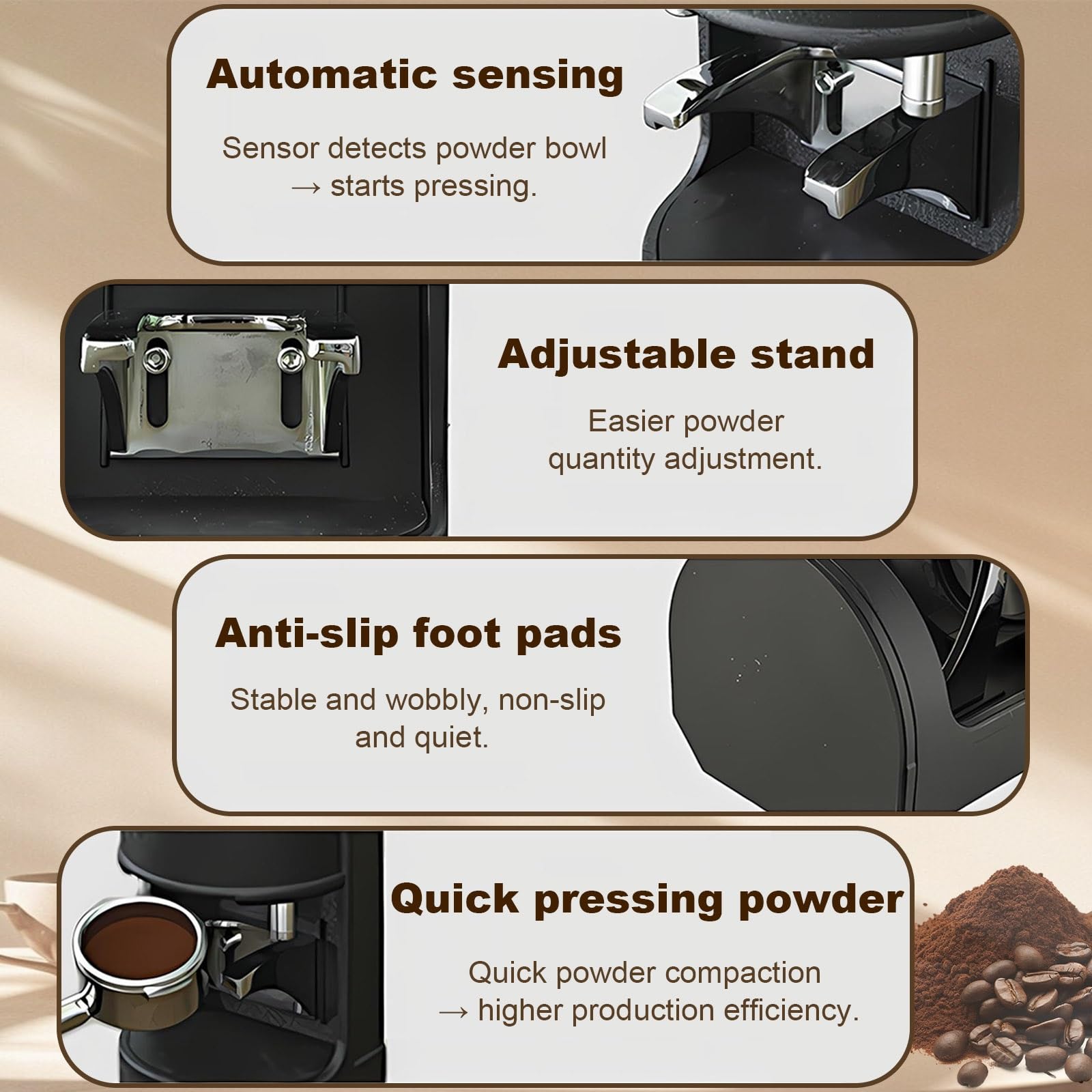 Prasa Do Kawy Espresso Automatyczny Tamper Do Kawy, Elektryczny Tamper Espresso, łatwy W Czyszczeniu, Do Gastronomii I Zastosowań Domowych(Threaded base Black)