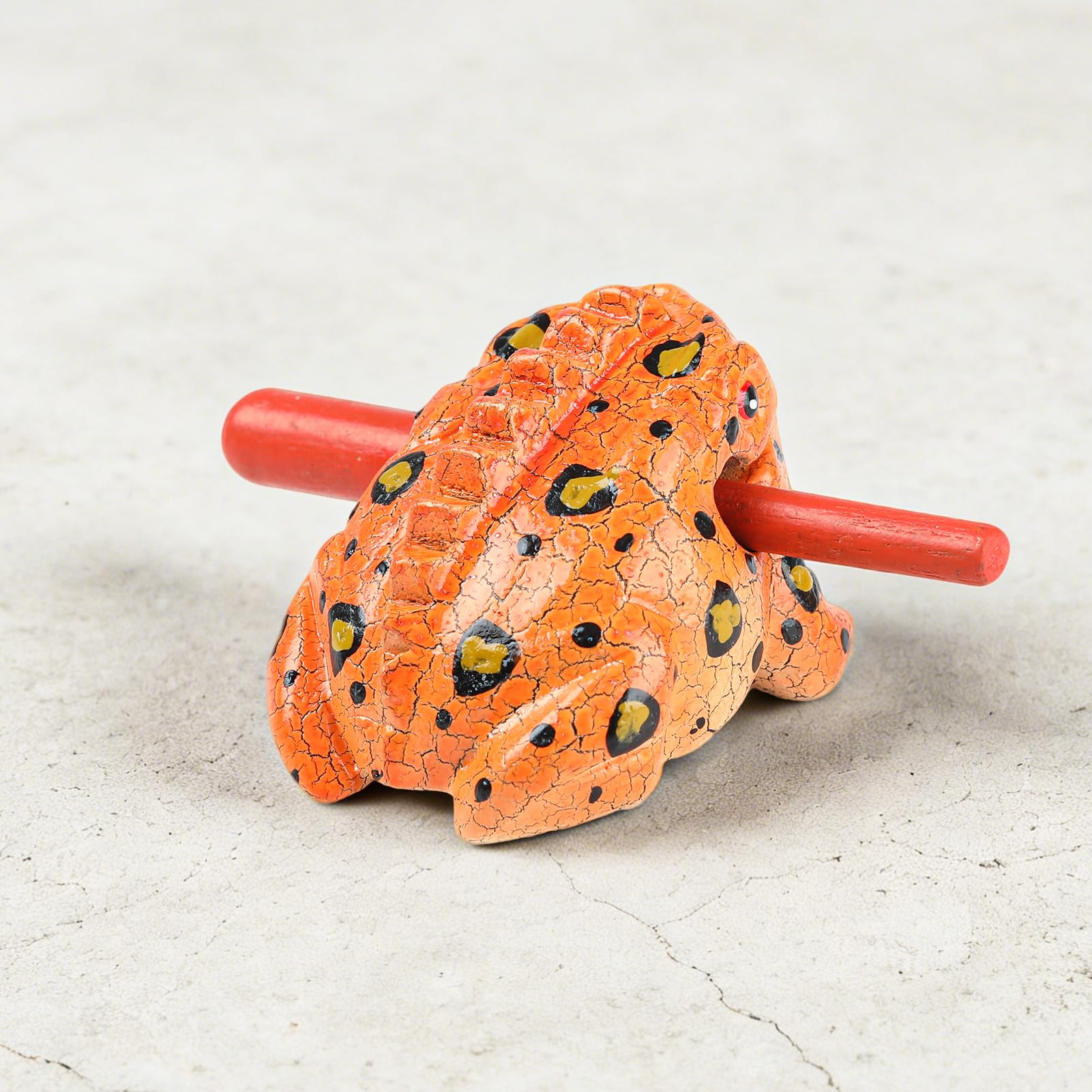 Drewniana żaba Guiro Rasp instrument 8,9 cm - perkusyjny blok muzyczny (malowany pomarańczowy)