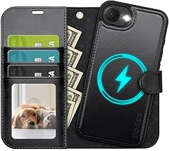 OCASE for iPhone 16e Case, Detachable 2 in 1 PU Leather Wallet Case with RFID Blocking, Wireless Charging, Card Holders, Kickstand, Shockproof Removable Phone Cover, Black