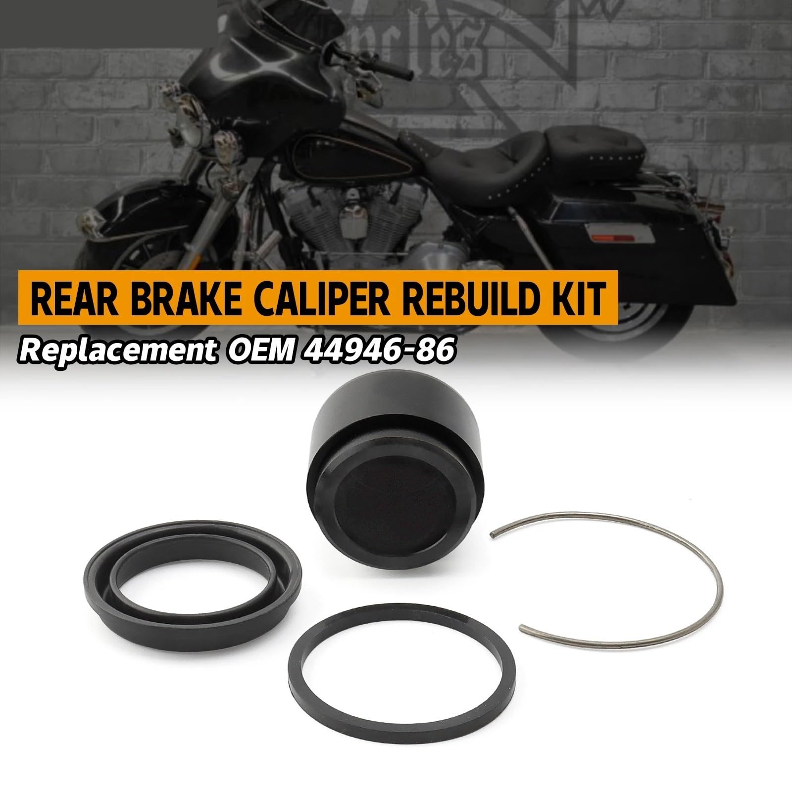 Arretratore Pistoncini Kit di revisione Pinza Freno Posteriore 44946-86 Adatto per Harley Sportster XL Dyna FXD Softail Fat Boy Touring Road King Electra Glide 87-1999 Pistone del Freno