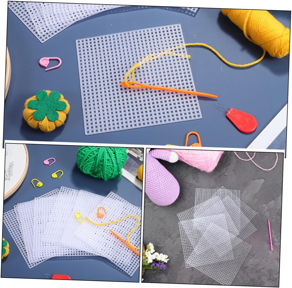 Hohopeti 10pcs Plastic Canvas Mesh Sheets: Square Shape Canvas Plastic Mesh Mat for Needlework Embroidery Yarn Crafting Crochet Projects