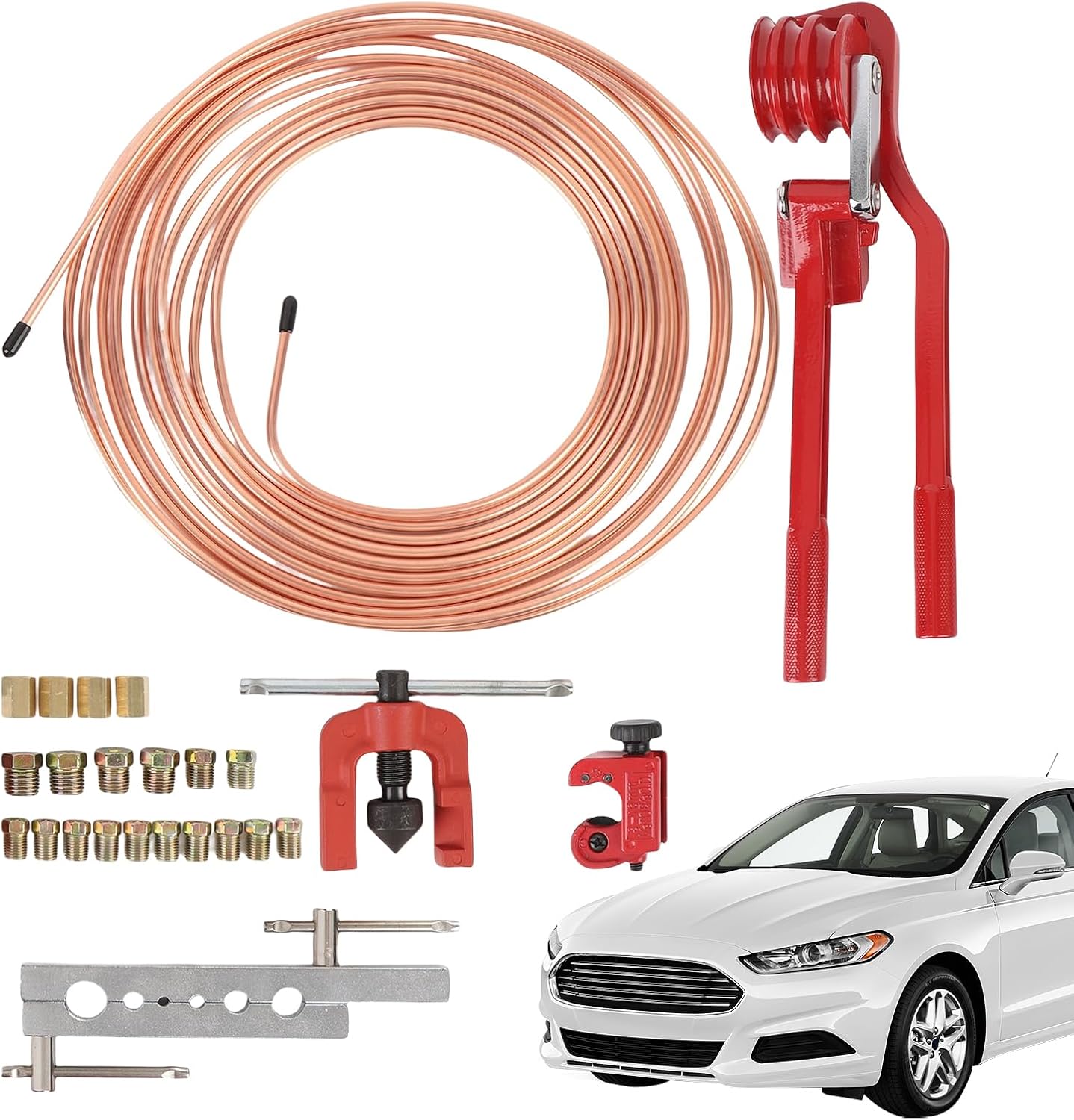 フレアリングツールキット,真ちゅう管フレアセット - 3/16インチ フレアリングツール 配管 切断 曲げ ブレーキ システム 冷媒