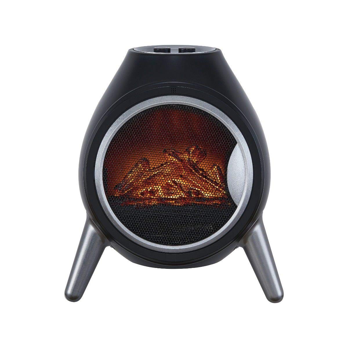 Garden Mile® Portable 1.8Kw Black Retro Oval Log Burner Electric Fire