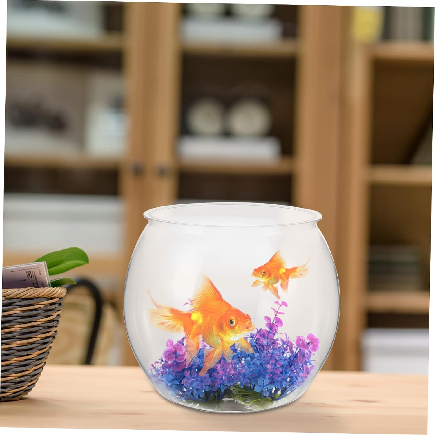 Clear Plastic Globe Fish Bowl for Desktop Transparent Micro Landscape Container for Goldfish and Turtles Home Office Decor