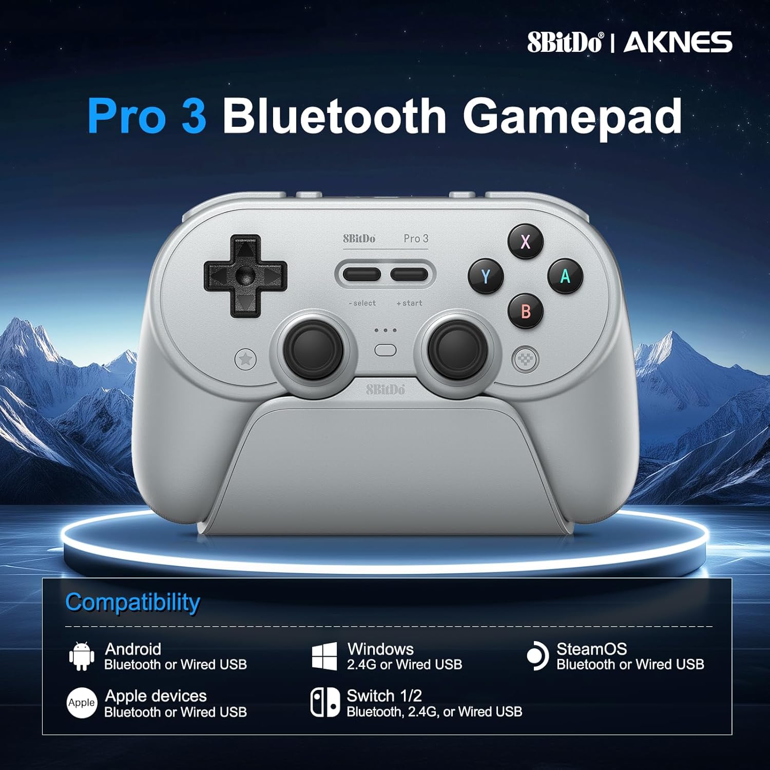 8BitDo Pro 3 Bluetooth Controller for Switch/Switch 2, TMR Joysticks, Programmable Pro Back Buttons&R4/L4 Bumpers, Hall/Tactile Triggers, Swappable ABXY Buttons, for Windows,Apple,SteamOS,Android,Grey - Image 3