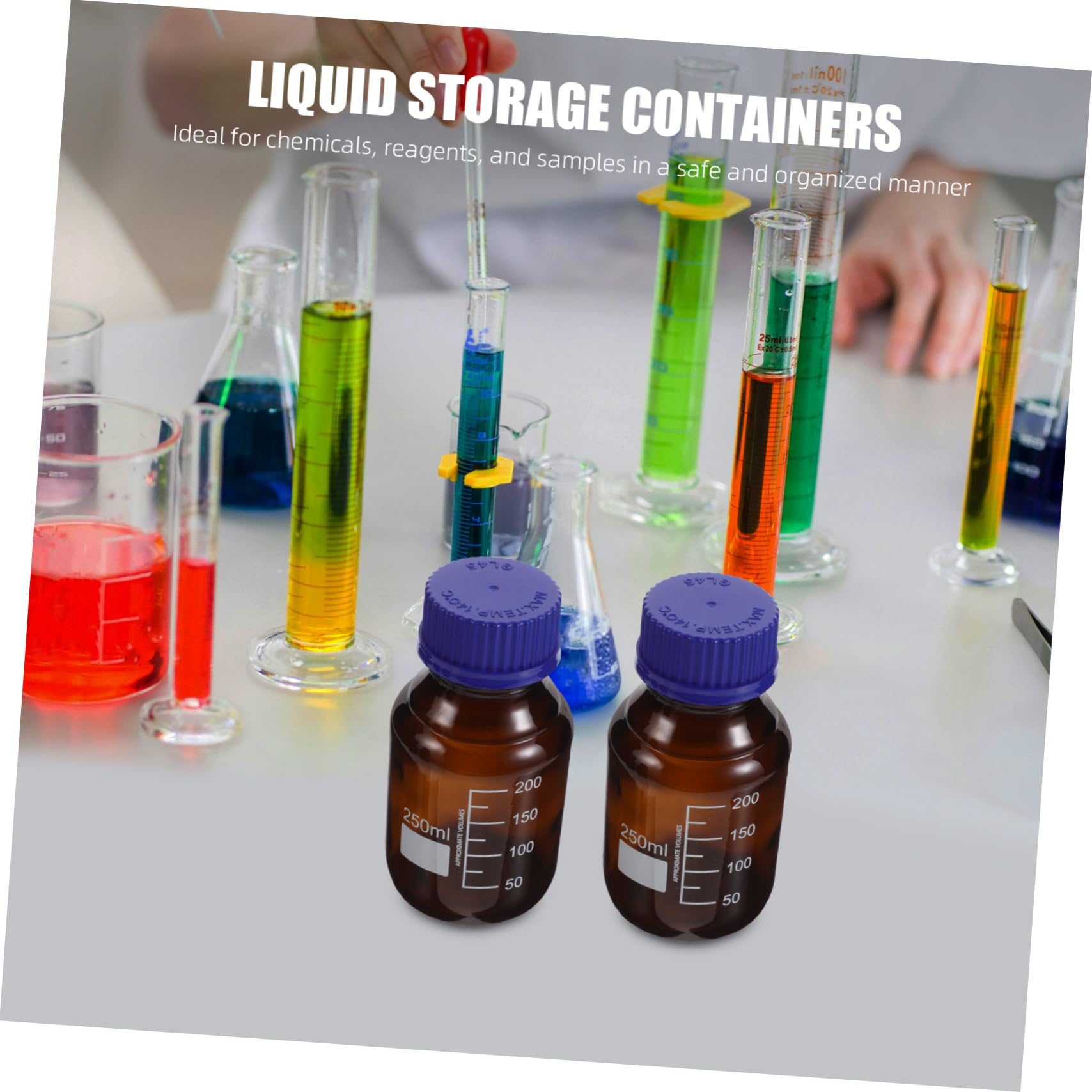 SOIMISS 3pezzi Bottiglia Per Reagenti in Vetro Piccola Con Tappo Filettato Contenitore Per Liquidi Con Tacche Graduate Adatto Per Laboratori Chimici e Conservazione Di Reagenti Fotosensibi