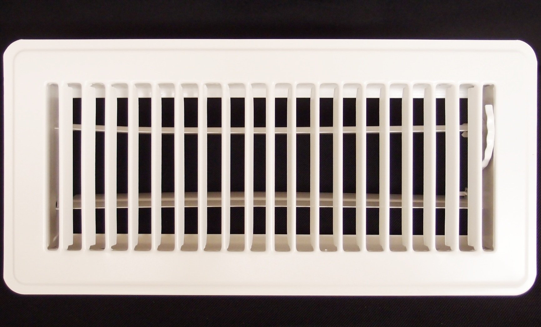 6" X 12" Floor Register with Louvered Design - Fixed Blades Return Supply Air Grill - with Damper & Lever - White