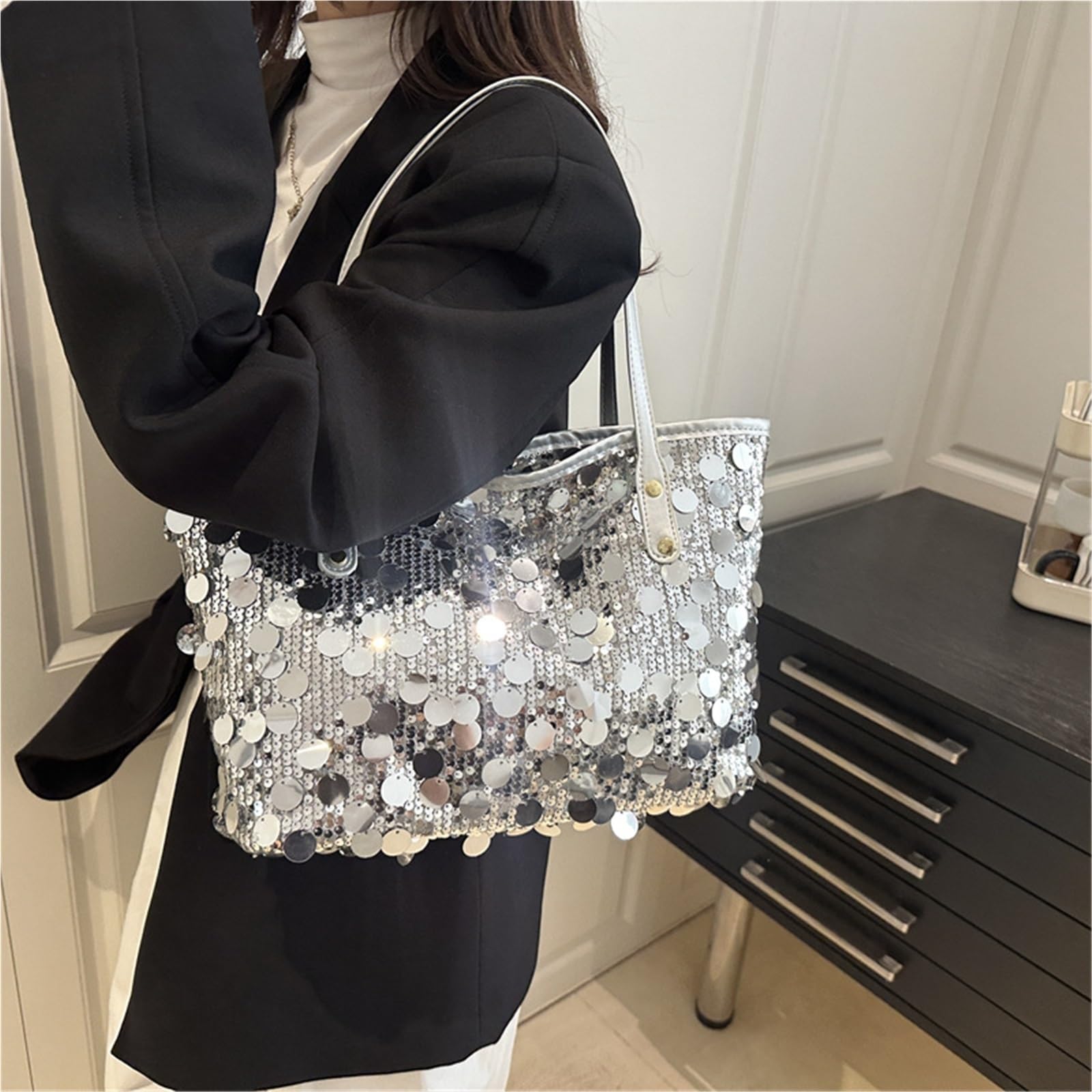 Bolso Tote con Lentejuelas for Mujer, Bolso de Hombro