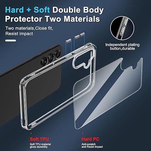 Miniatura 6 de Janmitta Funda para Samsung Galaxy S23 FE con 2 protectores de pantalla (no para Galaxy S23), delgada, transparente, resistente, funda dura con