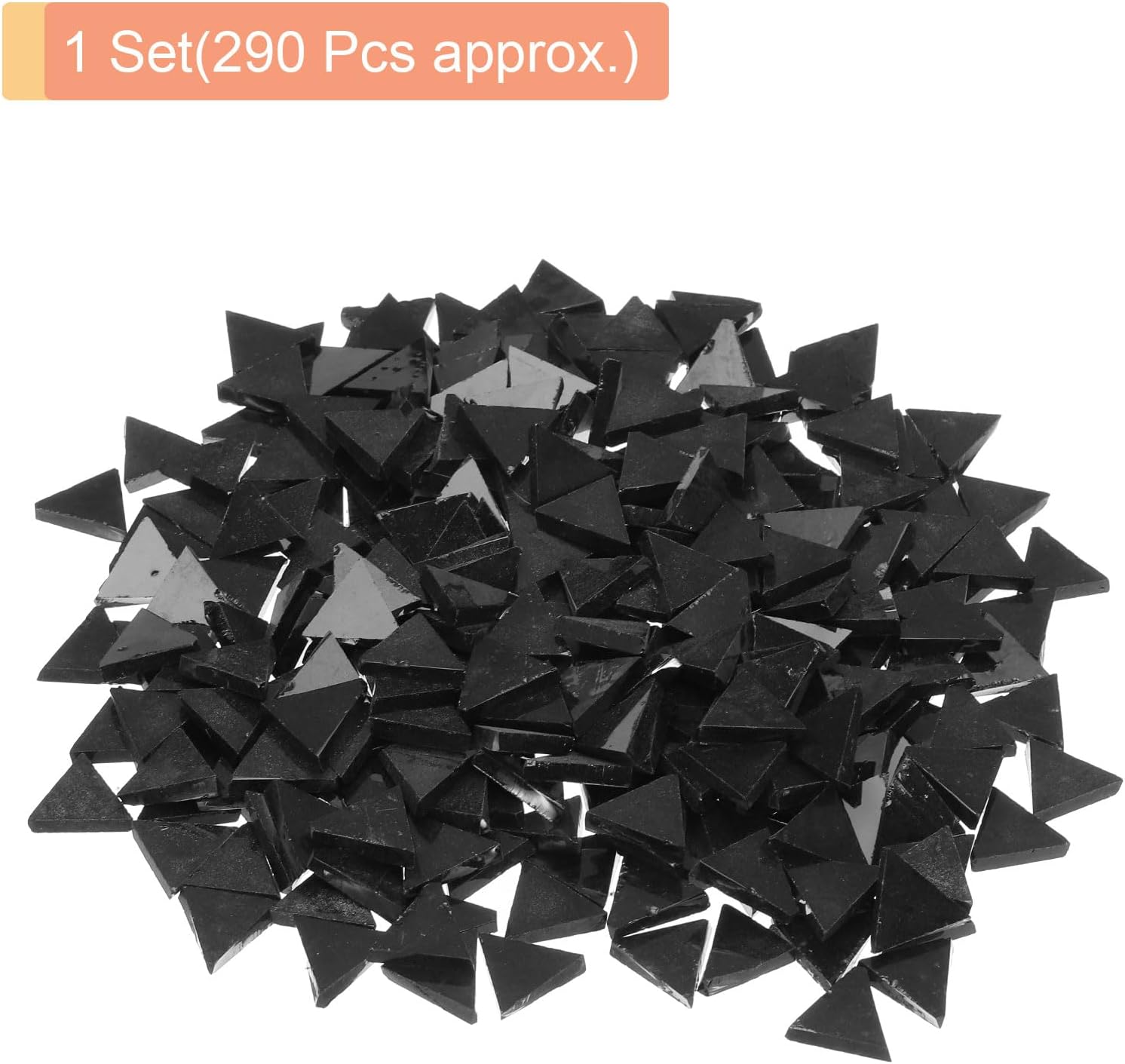 MECCANIXITY 200g Stained Glass Mosaic Triangle 14mm Black Glass Mosaic Tiles Bulk for Craft DIY Handmade Project