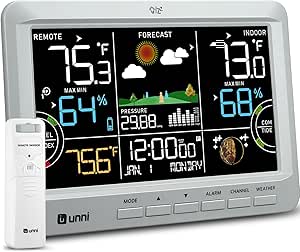 Wireless Indoor Outdoor Weather Station with Atomic Clock and Large Display