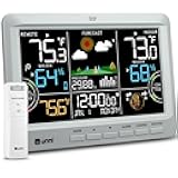 Weather Station Indoor Outdoor Thermometer Wireless, Home Atomic Clock with Large Constant Display, Inside Outside Temperature Humidity Monitor, Dew Heat Point, Barometer Grey