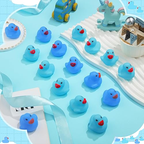 Miniatura 4 de Lenwen 100 mini patos de goma de 1.57 pulgadas a granel, regalos de fiesta de baby shower, patos chirriantes y flotadores, juguetes de baño para