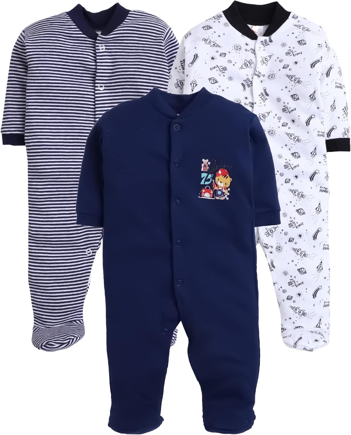 Kid's Cotton All Over Print Night Suits Pack Of 3