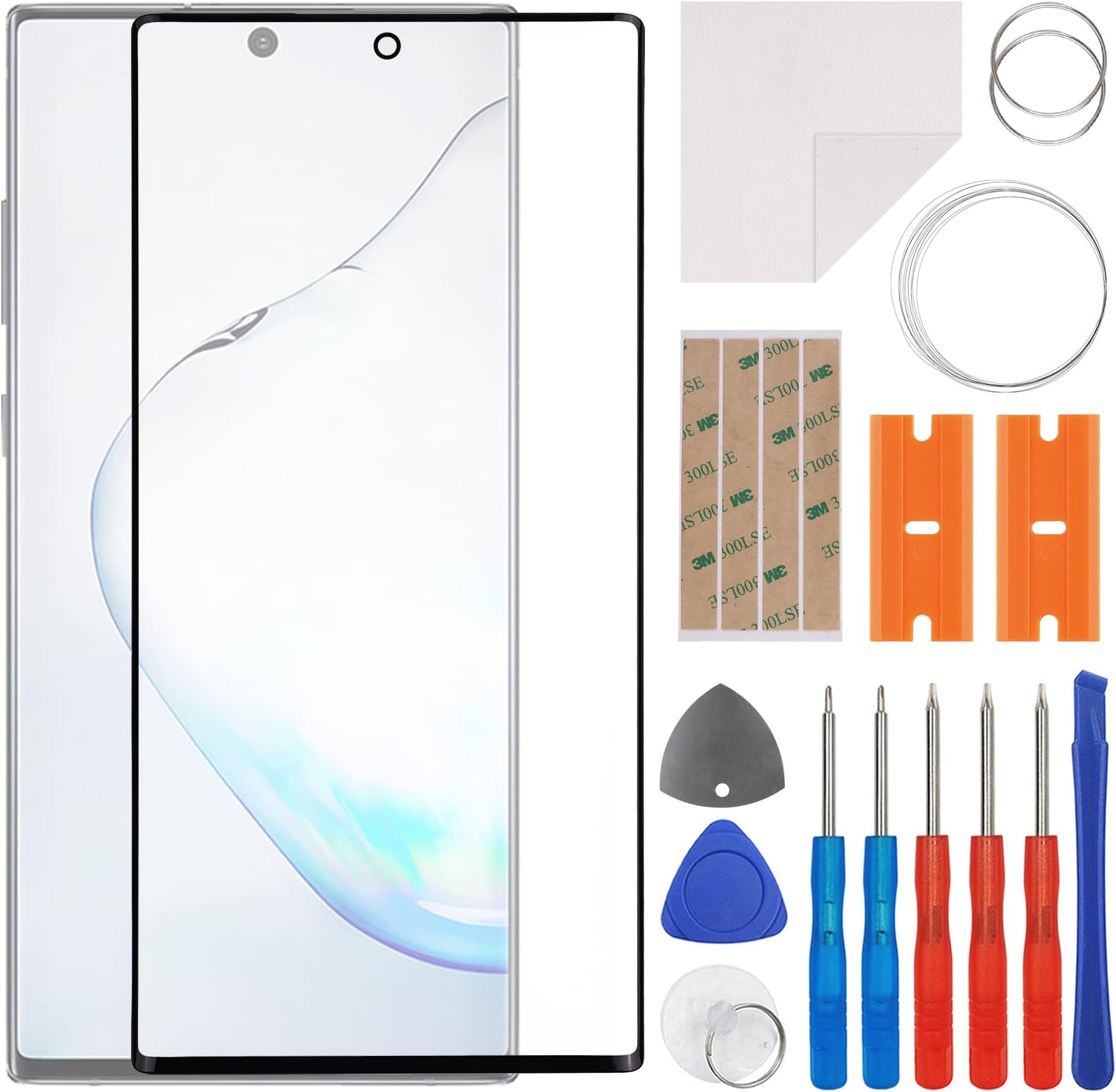Front Screen Glass Outer Panel Lens Replacement +OCA Compatible with Samsung Galaxy Note10+ Note 10 Plus 5G SM-N976 (No LCD Screen and Touch Digitizer) with Repair Kit