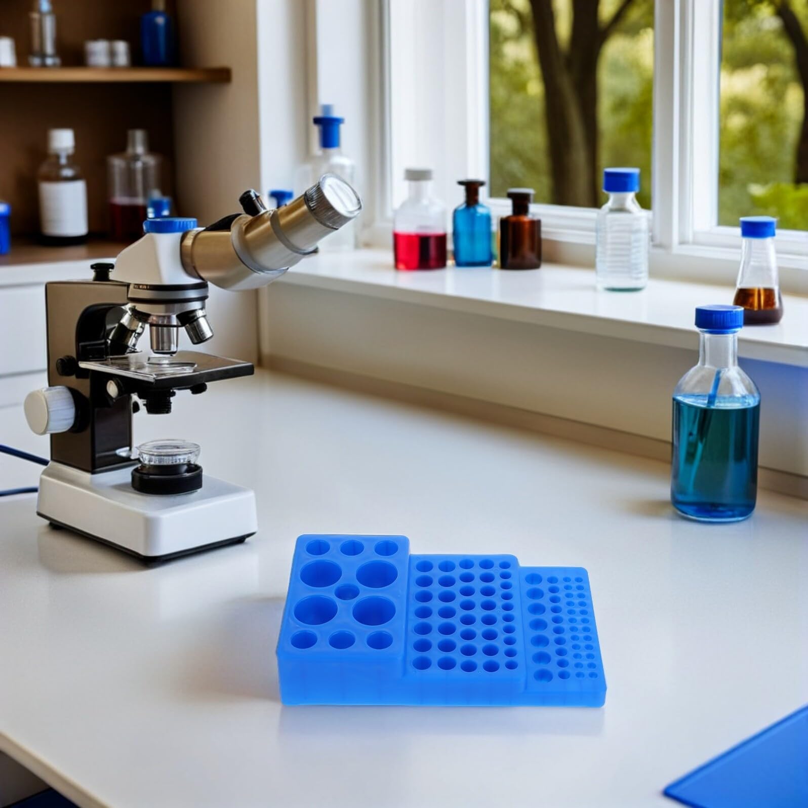 Kunststoff Reagenzglasgestell aus Robustem Pp 2 Stück mit 92 Löchern in Blau Vielseitig Einsetzbar für Laborproben für Zentrifugenröhrchen für Biomedizin und Chemie