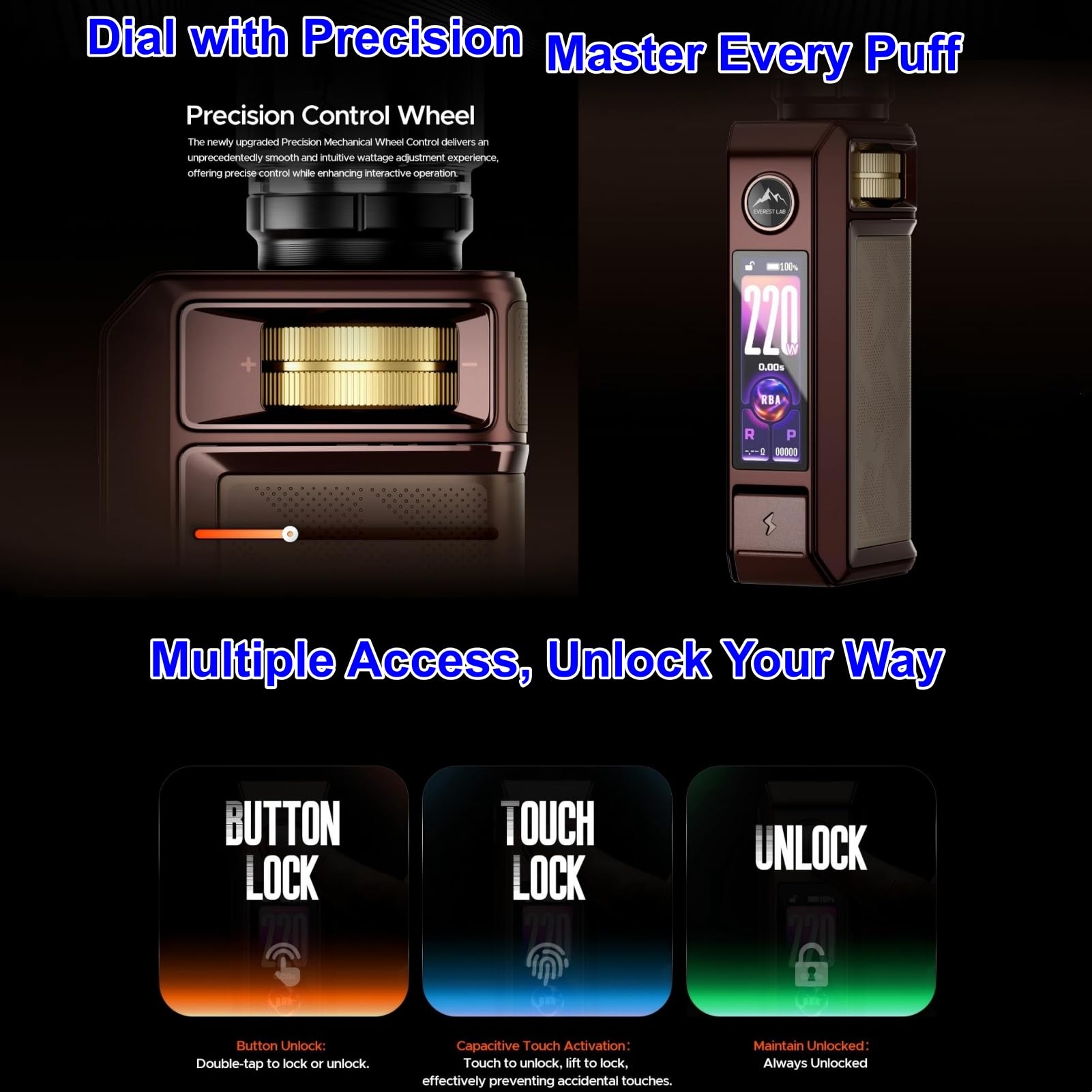 For VOOPOO Drag 6 Kit 220 W Mod (Nero) Batteria da 4400 mAh | 5 ml Serbatoio UFORCE X Tank II | PnP X Coil 0,15Ω e 0,3Ω | Rotella di regolazione di precisione | Schermo TFT da 1,66'' - No Nicotine