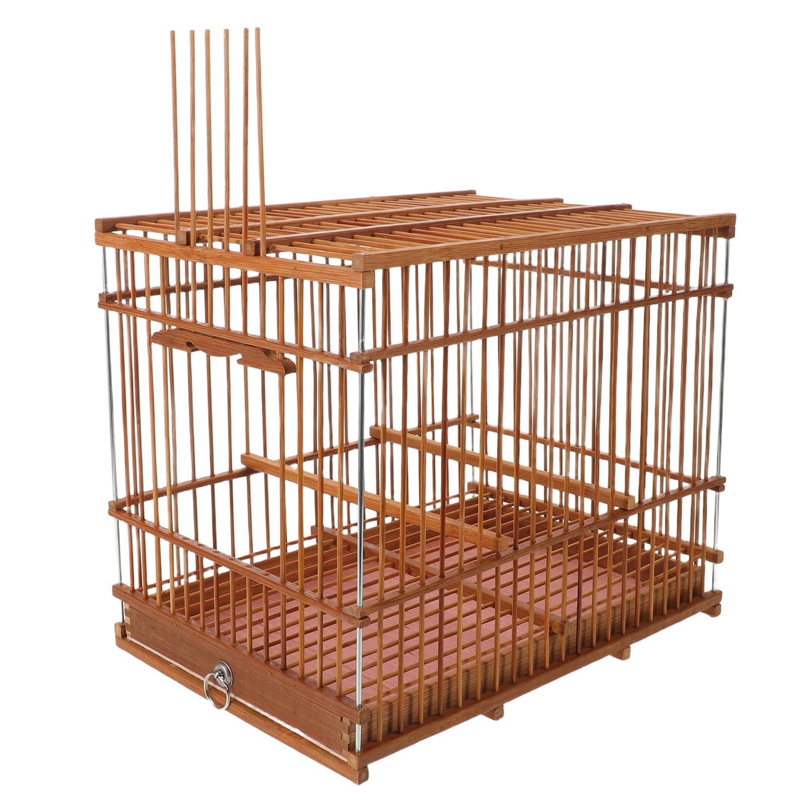 Jaula de bambú para pájaros pequeños Lurrose rectangular ligera para canarios domésticos