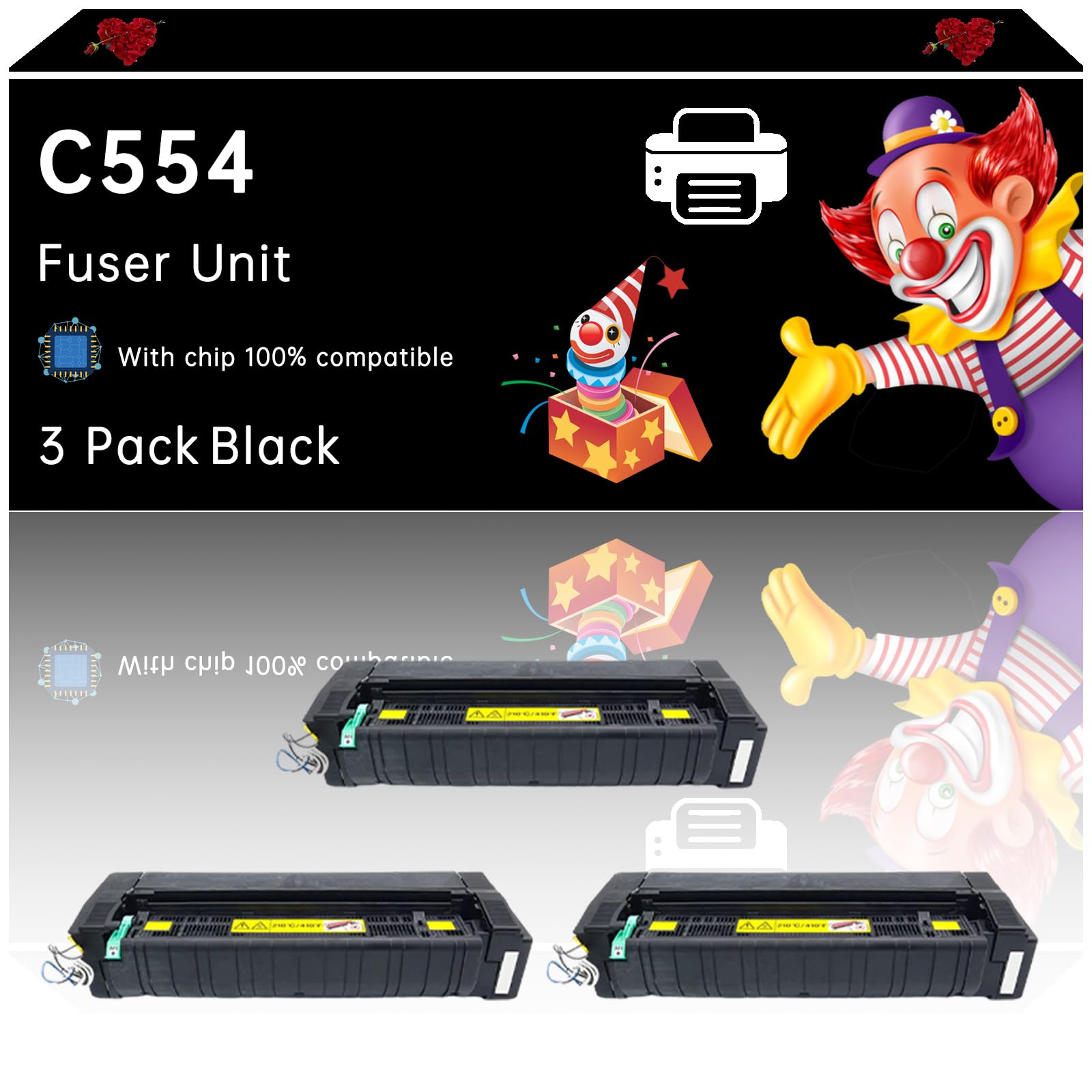 Tonzxce C554 Fuser Unit Compatible with Konica Minolta bizhub 554e C554 C554e Printers, Enhanced Durability, Ideal for High-Volume Printing (3 Pack Black)