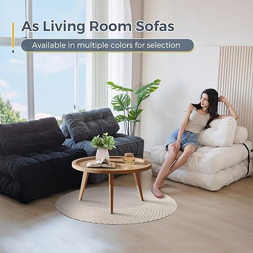Vista 6 de MAXYOYO Sofá cama tipo sillón, convertible, plegable y portátil, con almohada y colchón plegable con soporte para la espalda, cómodo, al piso