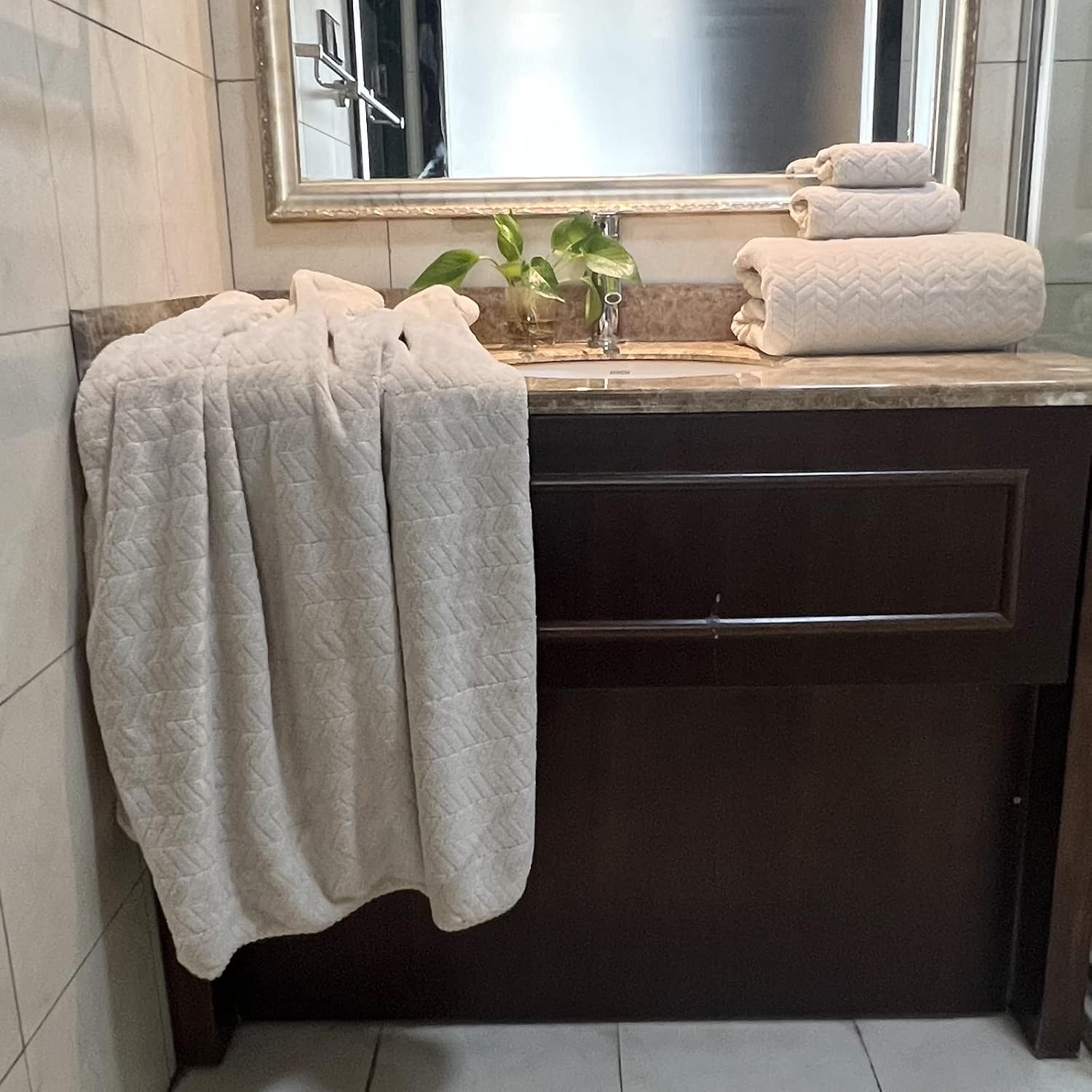 YTYC Towels,39x78 Inch Oversized Bath Sheets Towels for Adults Plush Luxury Extra Large Bath Towels Sets for Bathroom Super Soft Microfiber Towels 80% Polyester (Beige,6)