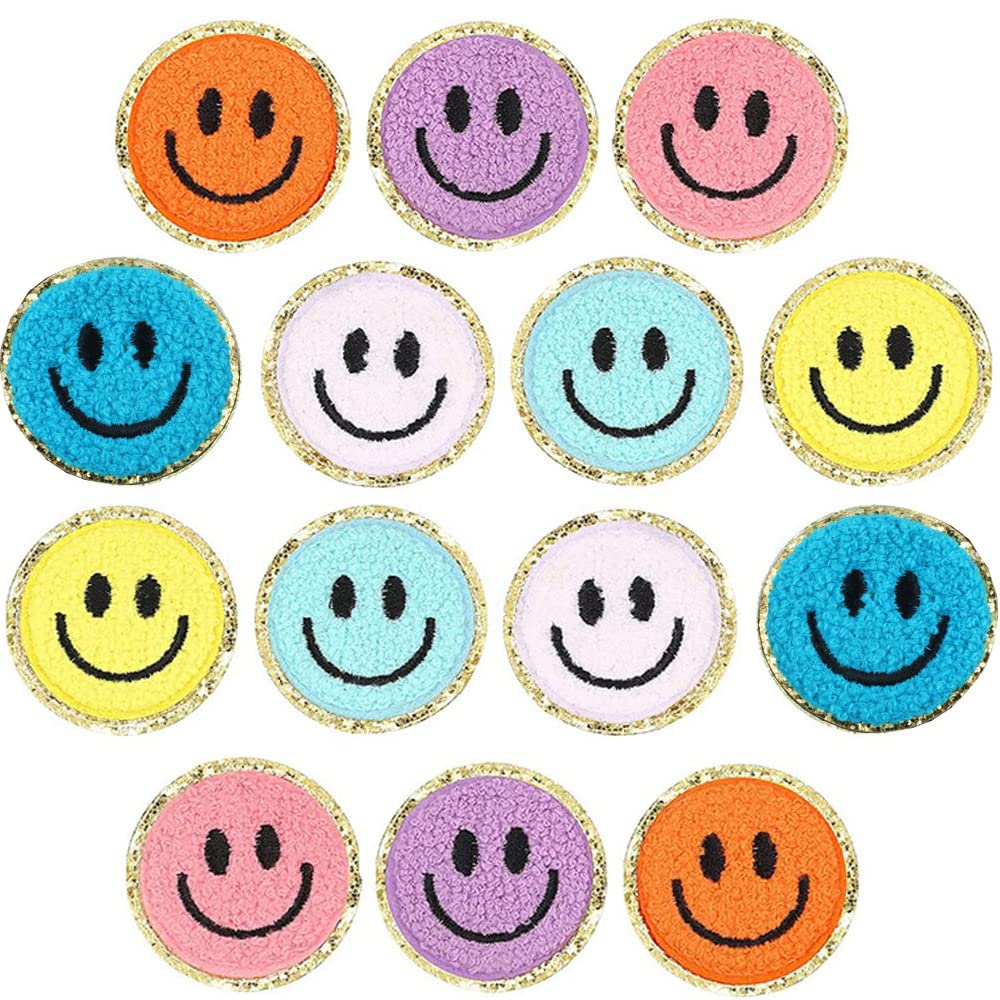 KASTWAVEIron on Patches Emoji for Clothing, Smiley Face Heart Patches, Iron on Patches Aesthetic, Kids Patches for Clothes Jackets Jeans Hats Backpacks DIY Decorations 14 Pcs