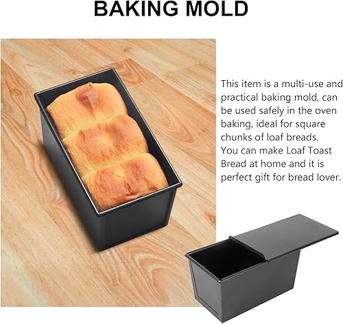 Miniatura 8 de Housoutil Molde antiadherente Pullman con tapa, negro, 8.82 oz