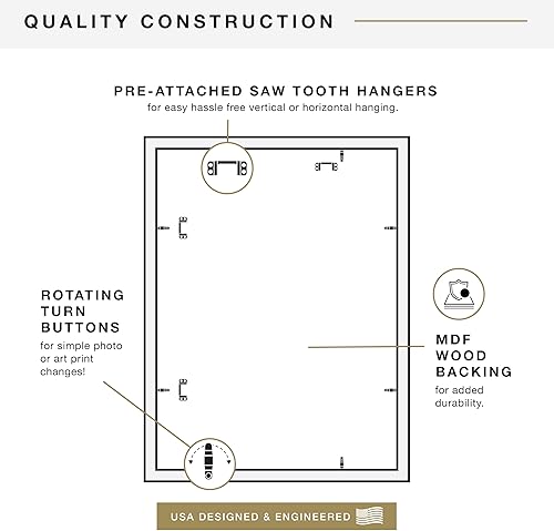 Vista 906 de MCS Studio Gallery Marco para póster de 16 x 24 pulgadas, imitación de veta de madera de color negro, colgar en horizontal o vertical, grande