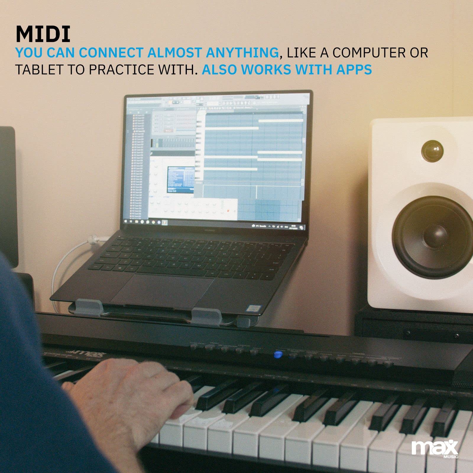 MAX KB6 Piano Digital, Teclado Electrónico de 88 teclas sensibles al tacto, pedal de sostenido, reproductor/grabador de MP3