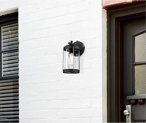 Miniatura 5 de Westinghouse 6122100 Kezia - Lámpara de pared para exteriores, acabado negro texturizado y acero industrial, cristal transparente