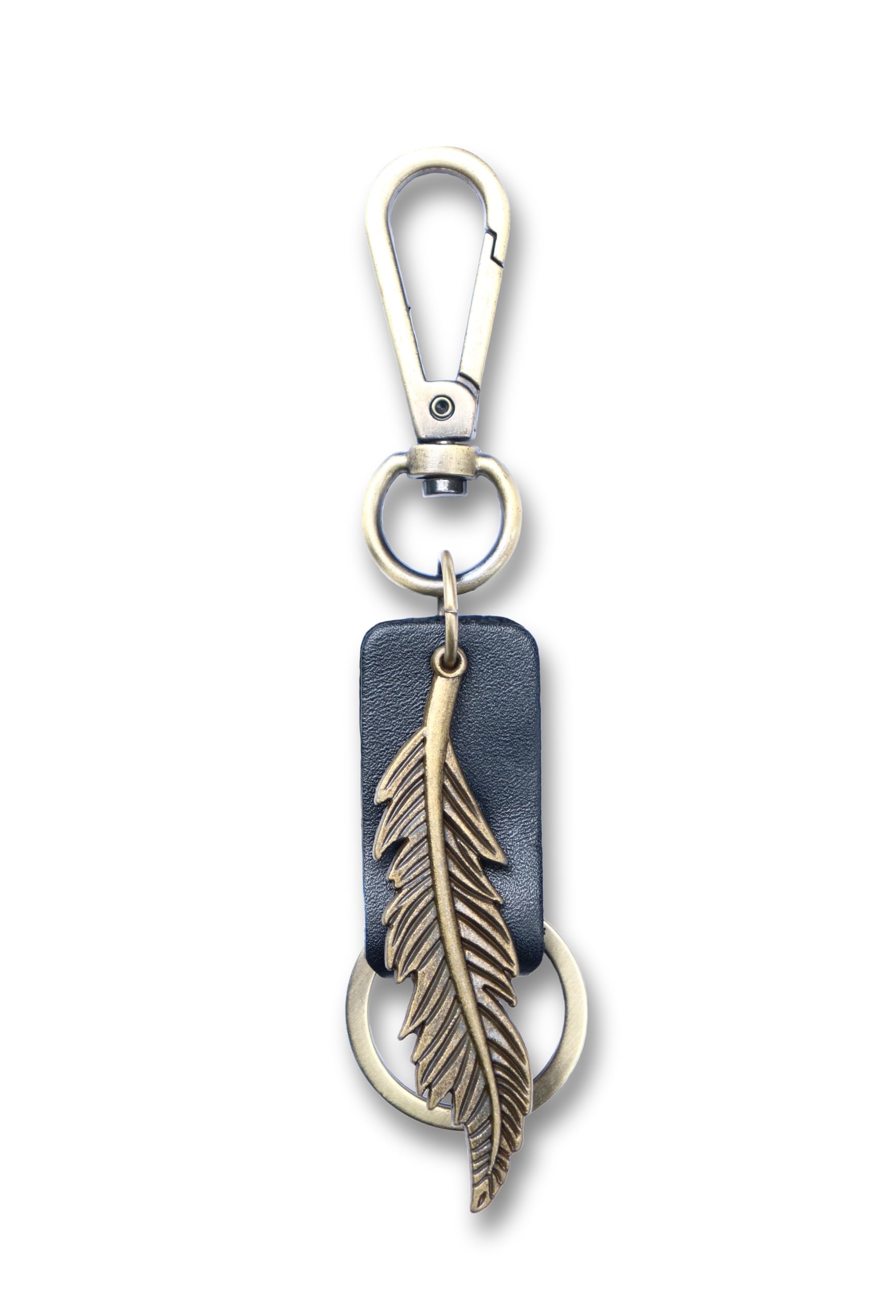 Aupra Unisex Feather Keyring Gift For Women & Men | Handmade Black Leather Key Ring | Vintage Charm For Home, Car & Door Keys | Keychain Present For Her & Him
