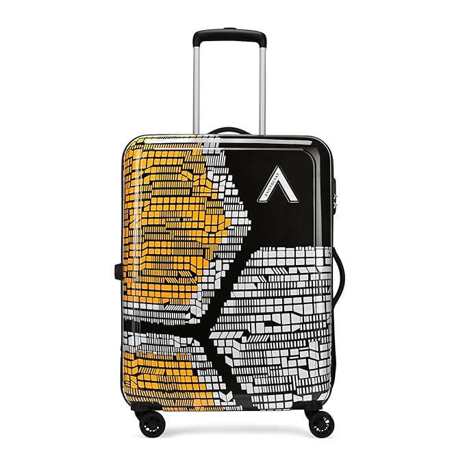 Aristocrat Bruce Check-in Trolley Bag 64cm | Medium | Hard Luggage | Smooth 8-Wheel Suitcase | Secure Combination Lock with Sturdy Zipper | Full Fabric Convipack | 5-Year Warranty (Orange)