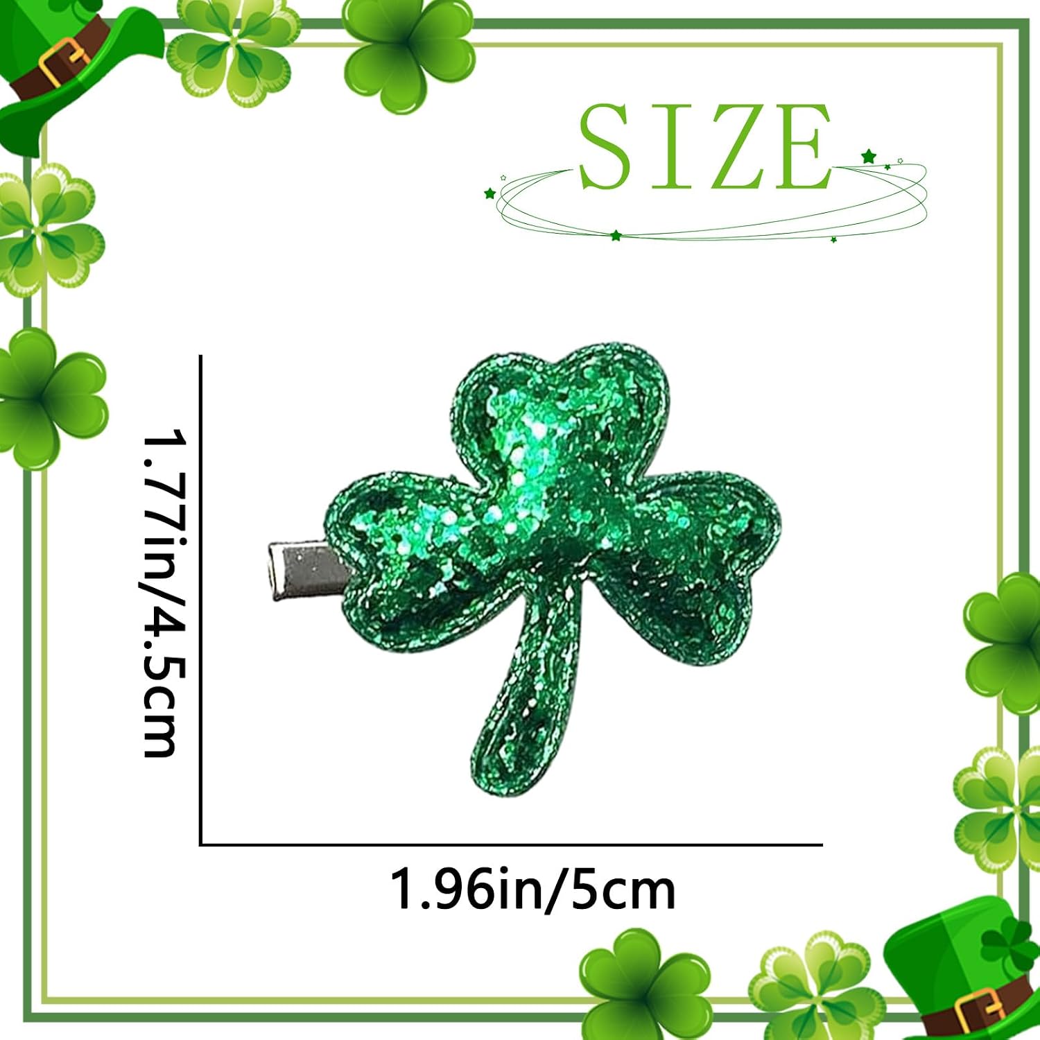 2Pcs St. Patrick’s Day Hair Clips Glitter Clover Alligator Clips for Women Lucky Shamrock Hair Clip Girls Hair Accessories for Irish Festival Party Gifts Supplies image 2