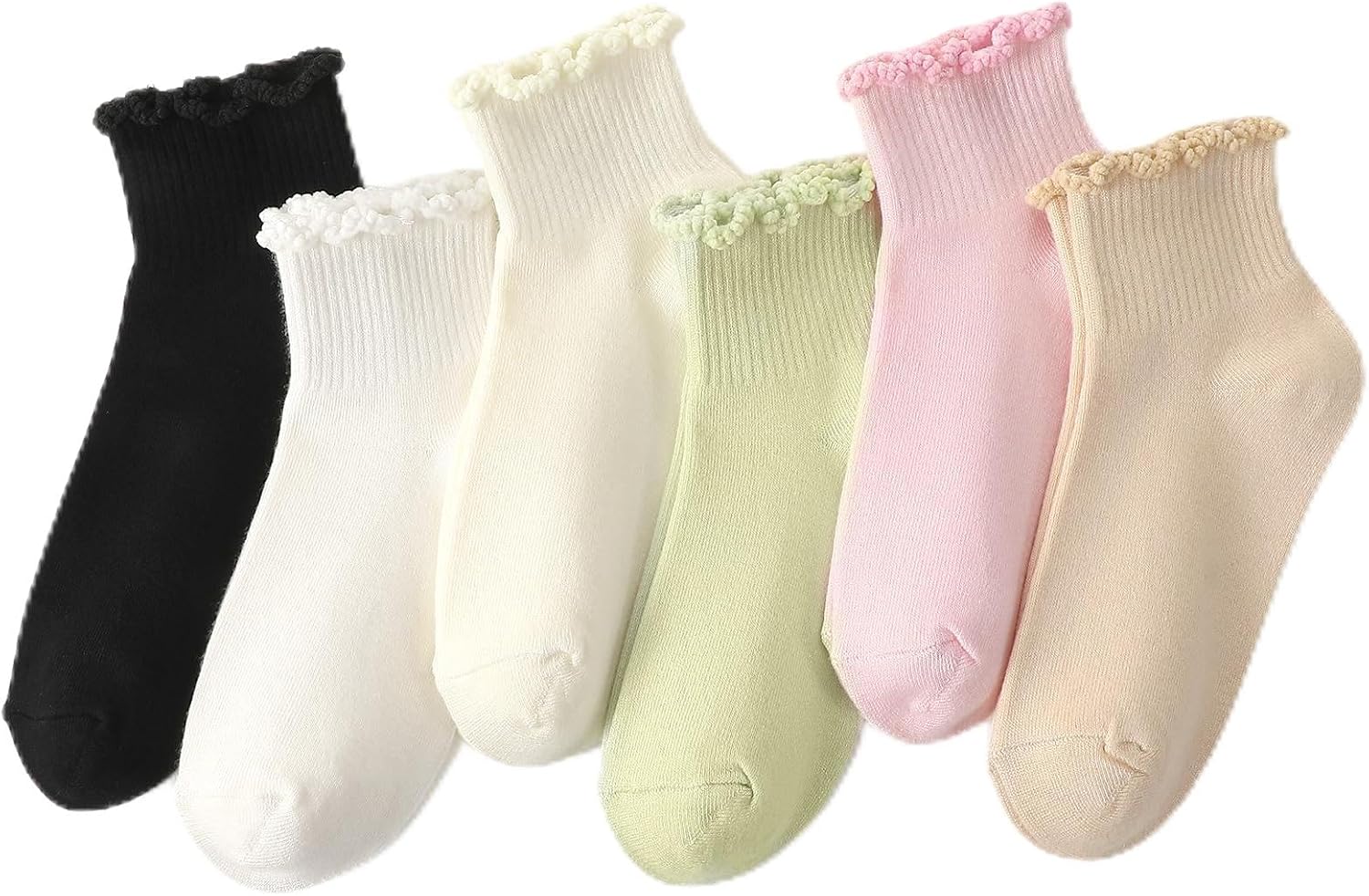 Women’s Bamboo Viscose Ruffle Ankle Socks, Cute Frilly Crew Socks