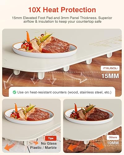 Miniatura 7 de Tapete Calentador para Alimentos, iTRUSOU Bandeja Calentadora Eléctrica Calor Continuo 99H, 7 Configuraciones de Temperatura, Calentamiento Color